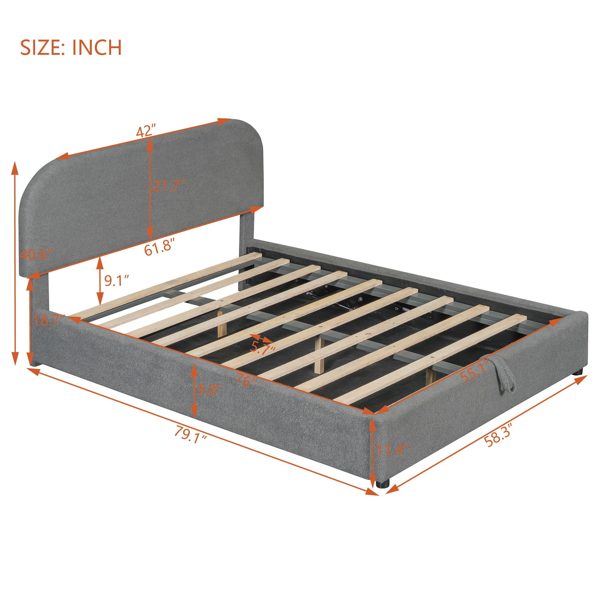 Upholstered Platform Bed With Hydraulic Storage System
