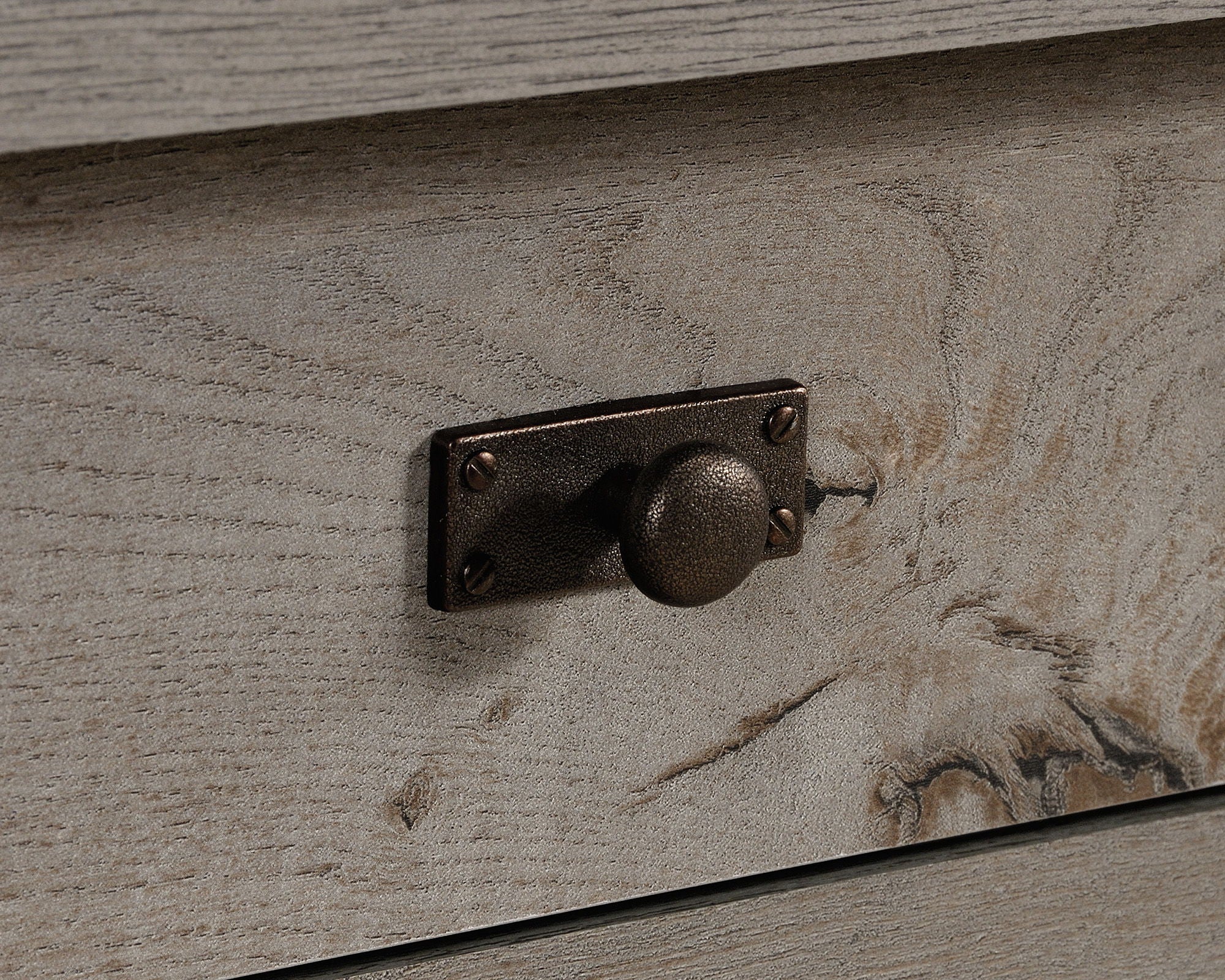 Wood L-Shaped Desk in Mystic Oak Finish