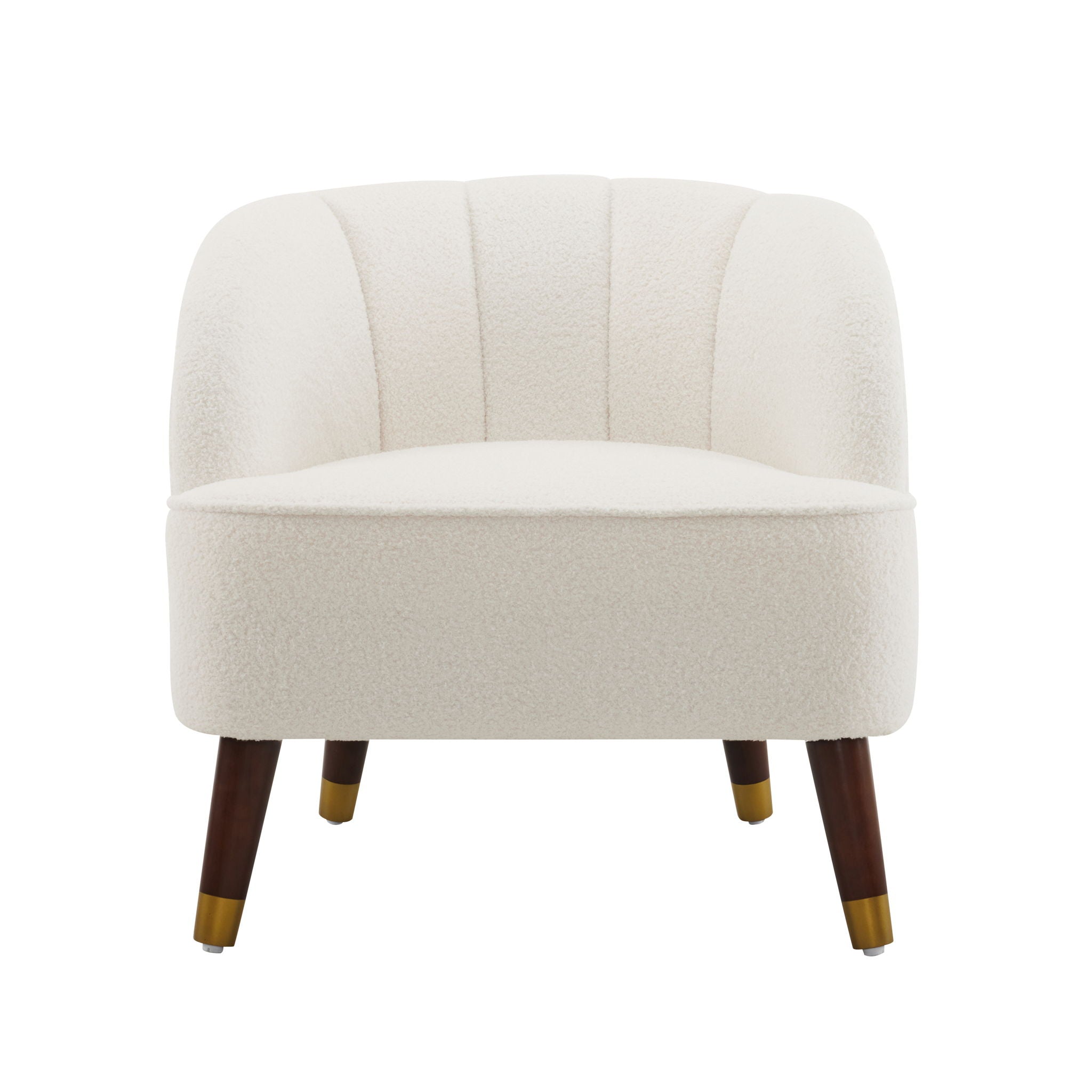 Elegant Upholstered Barrel Accent Chair With Wooden Legs