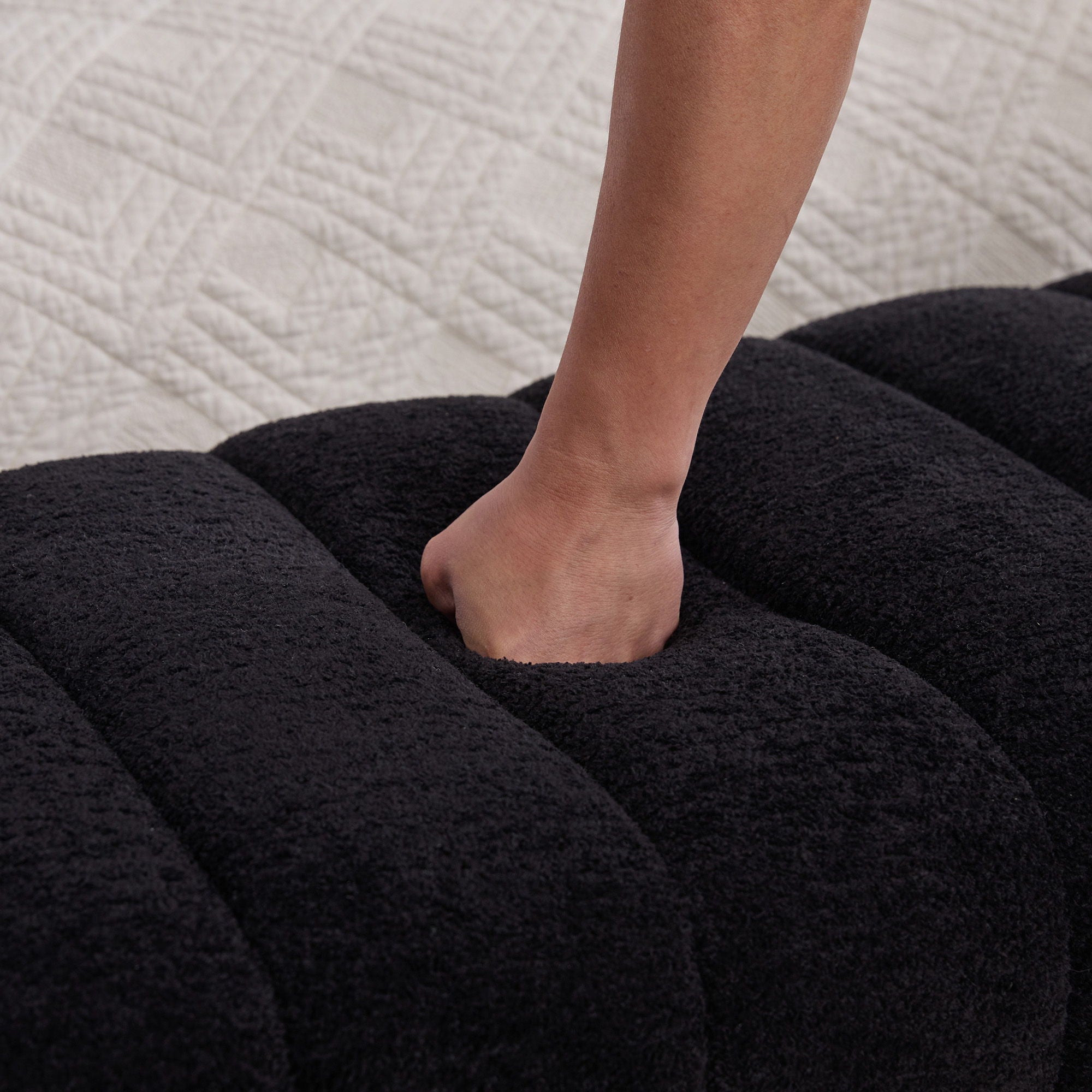 Modern Upholstered Armless Bed Bench With Channel Tufted Design