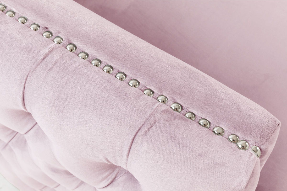 Bayberry 73"W Pink Velvet Sofa with 3 Pillows