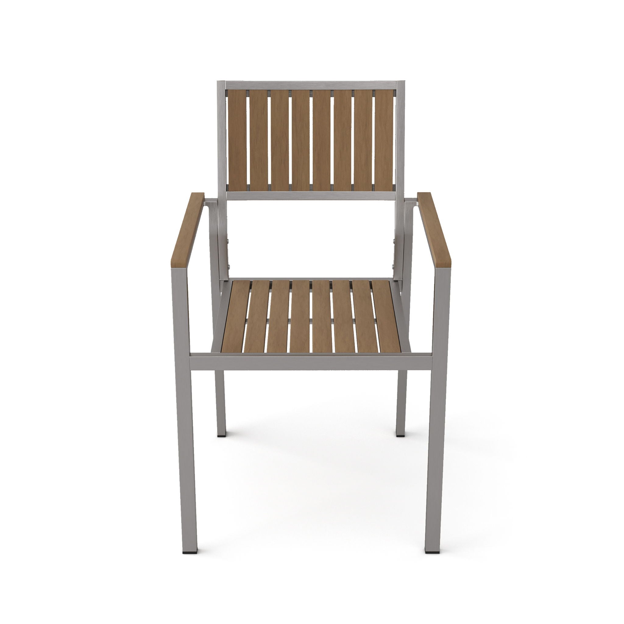 Stylish Modern Faux Wood & Aluminum Outdoor Dining Chairs, (Set of 2) - Natural