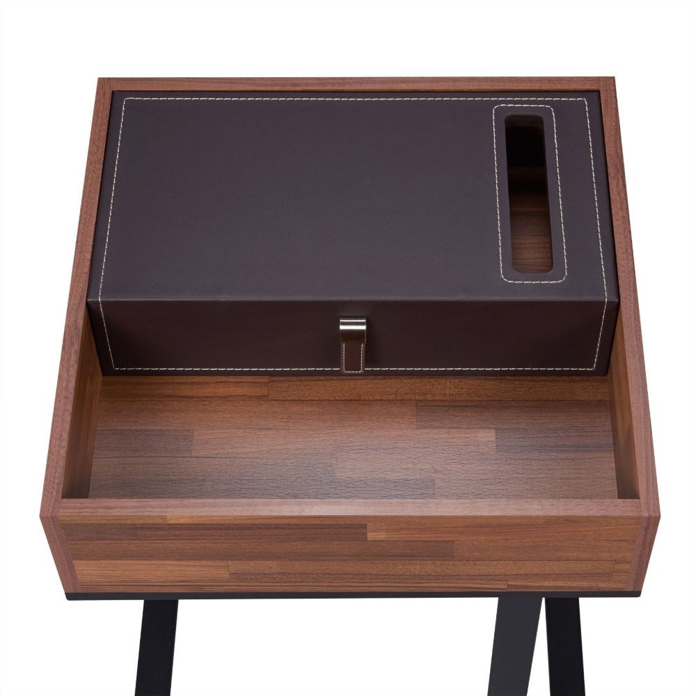 Sara II - Accent Table - Espresso Pu, Walnut & Sandy Black
