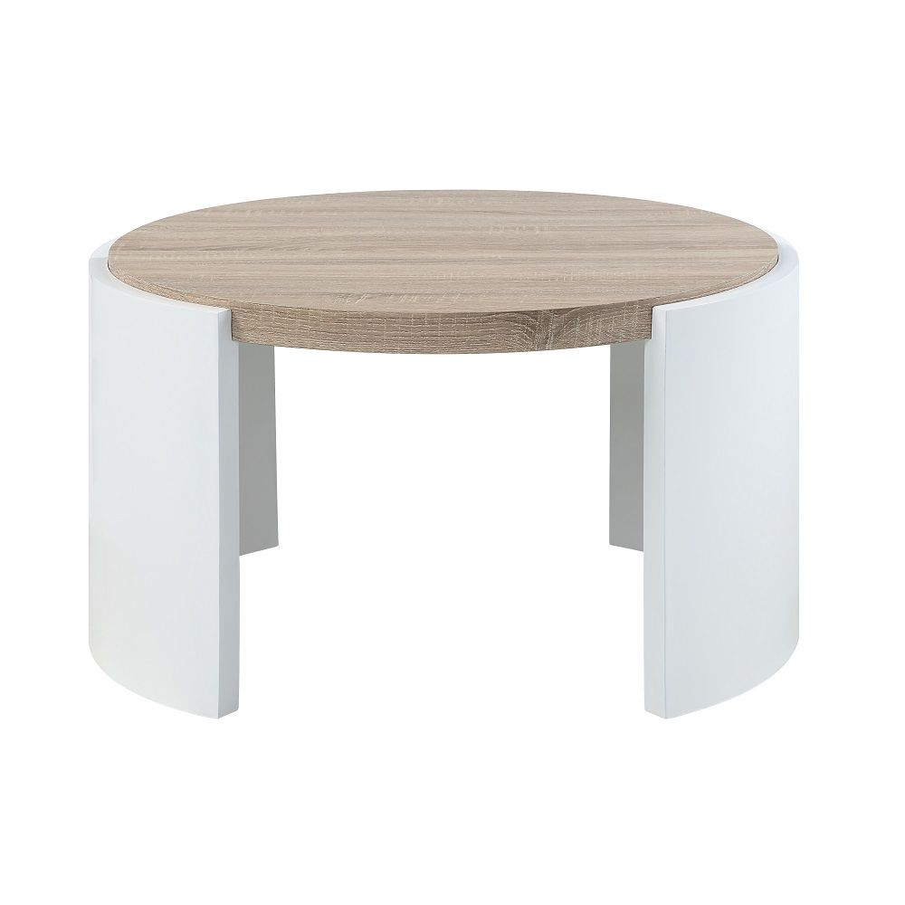 ACME Zoma - Coffee Table - Oak & White High | Meri Furniture