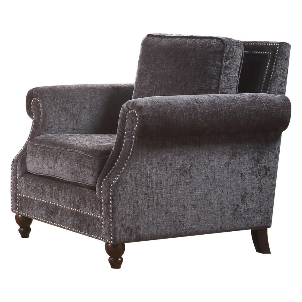 ACME Ilex Chair - Gray Chenille | Meri Furniture