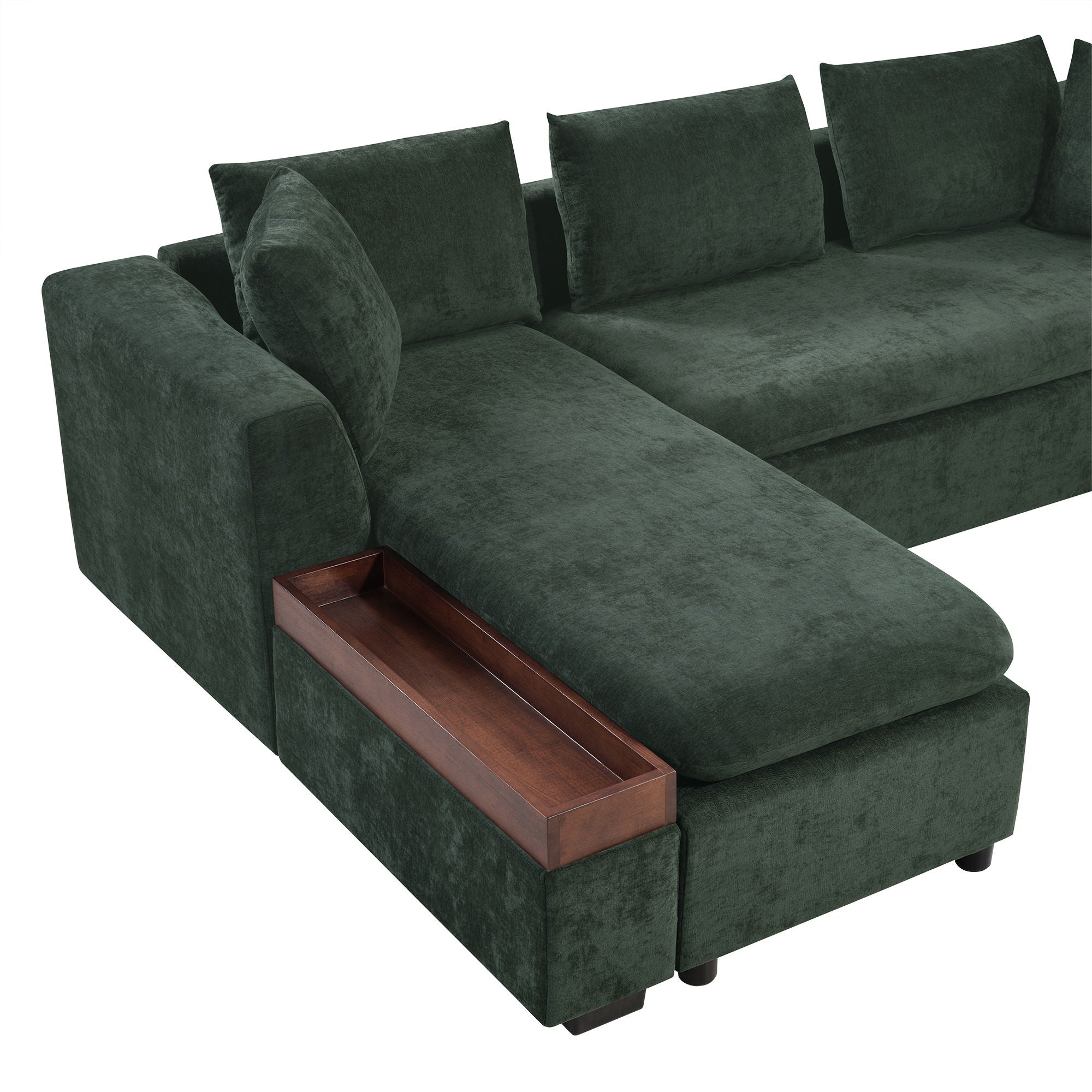 Modern L Shaped Sectional Sofa With Chenille Upholstery And Wooden Storage
