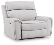 Social Pointe - Power Recliner / Adjustable Headrest - Pearl / Ash