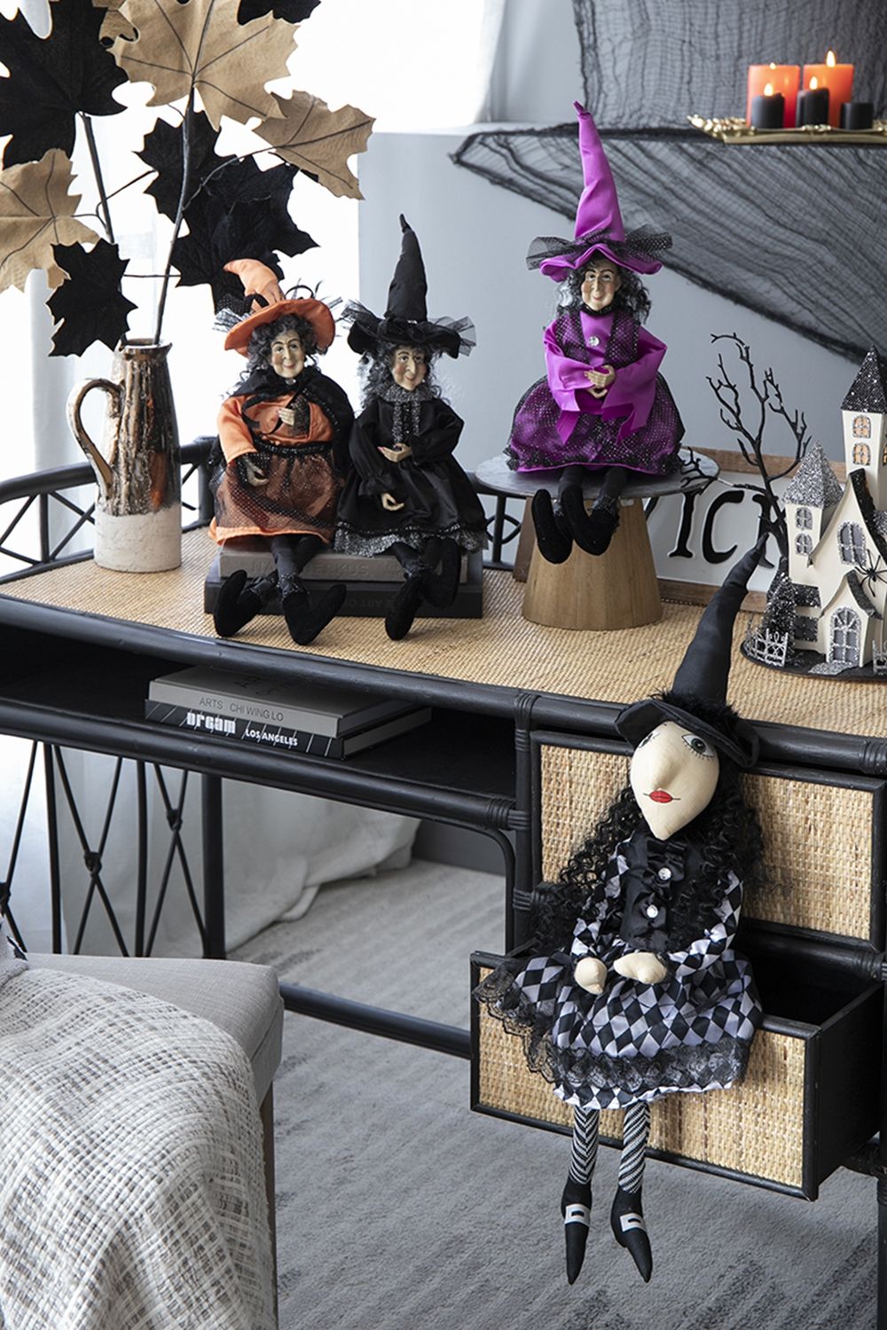 Halloween Sitting Witch Decor - Black