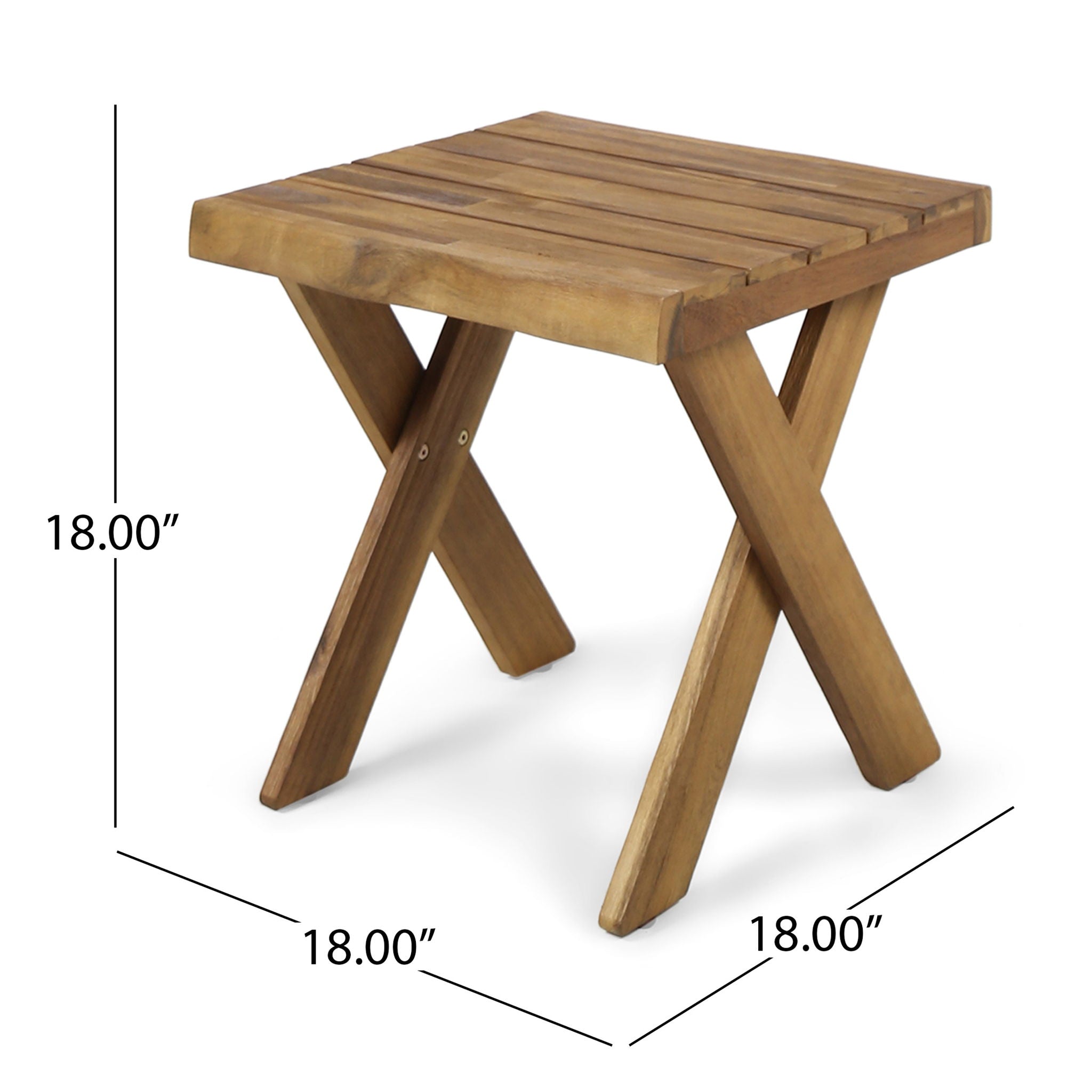 Passion - Outdoor Side Table With Cross Base And Slatted Top - Teak