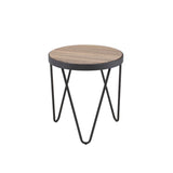 The Bage occasional collection express your hipness with stylish industrial inspired design, its top is the perfect match for your living room space. Its banded edge gives it a solid look setting on the 3 "V" dark metal legs.