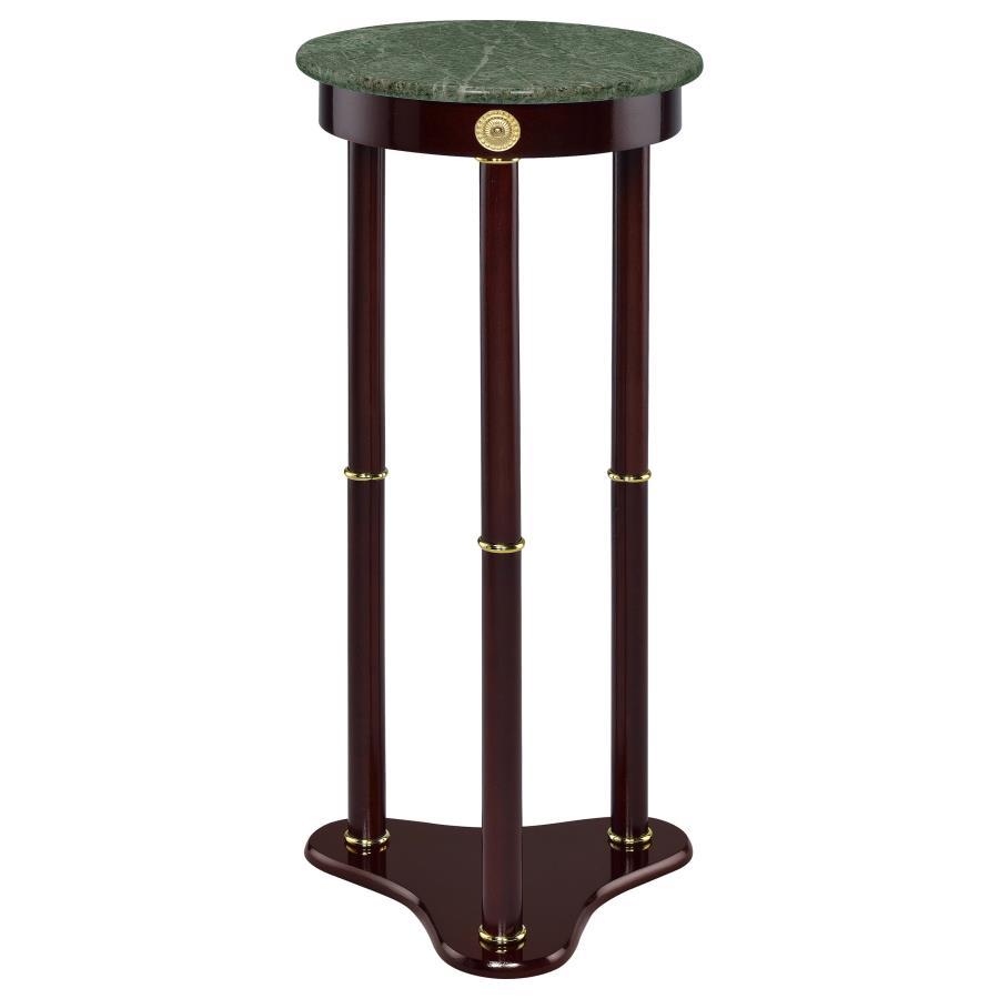 Coaster Fine Furniture Edie - Round Marble Top Accent Side Table - Merlot | Meri Furniture