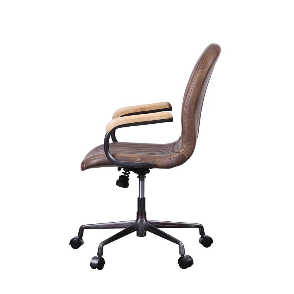 ACME Acis - Executive Office Chair - Vintage Chocolate Top Grain Leather | Meri Furniture