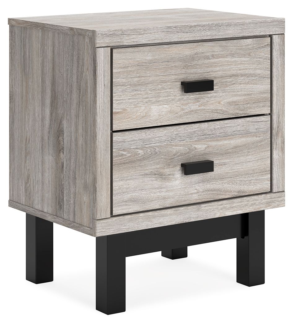 Signature Design by Ashley® Vessalli - Black / Gray - Two Drawer Nightstand | Meri Furniture