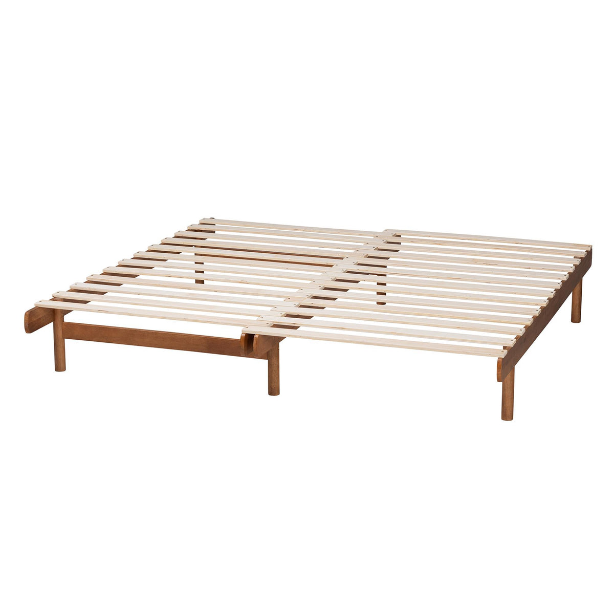 Bolivia Mid-Century Modern Walnut Brown Wood Expandable Twin to King Bed Frame