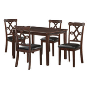 Ingeborg - 5 Piece Dining Set - Black Synthetic Leather & Espresso