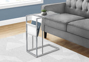 C-Shaped Accent Table Magazine Storage For Living Room - Chrome