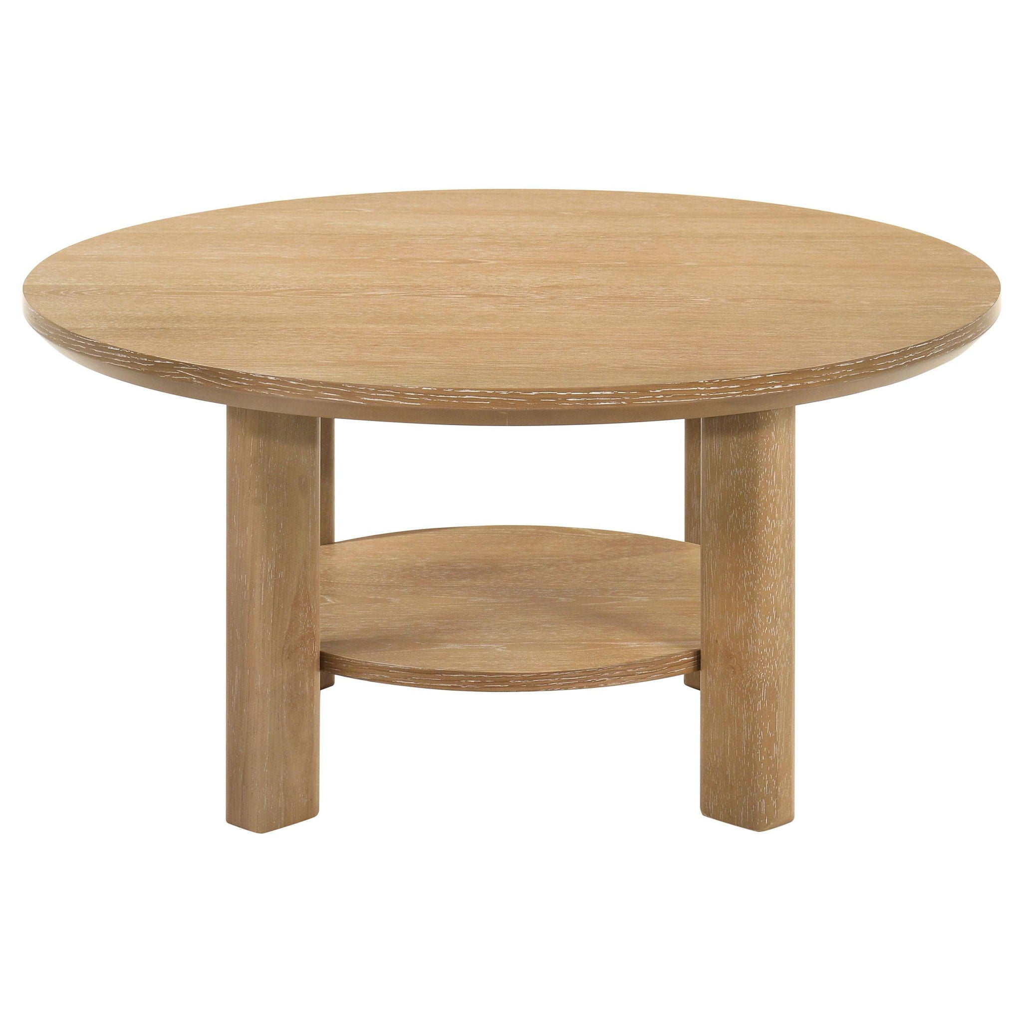 Ottowa 2-piece Round Wood Coffee Table Set Light Oak