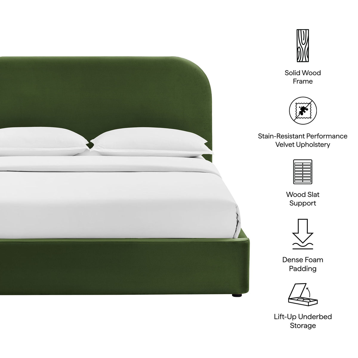 Keynote Queen Performance Velvet Storage Platform Bed Frame by Modway