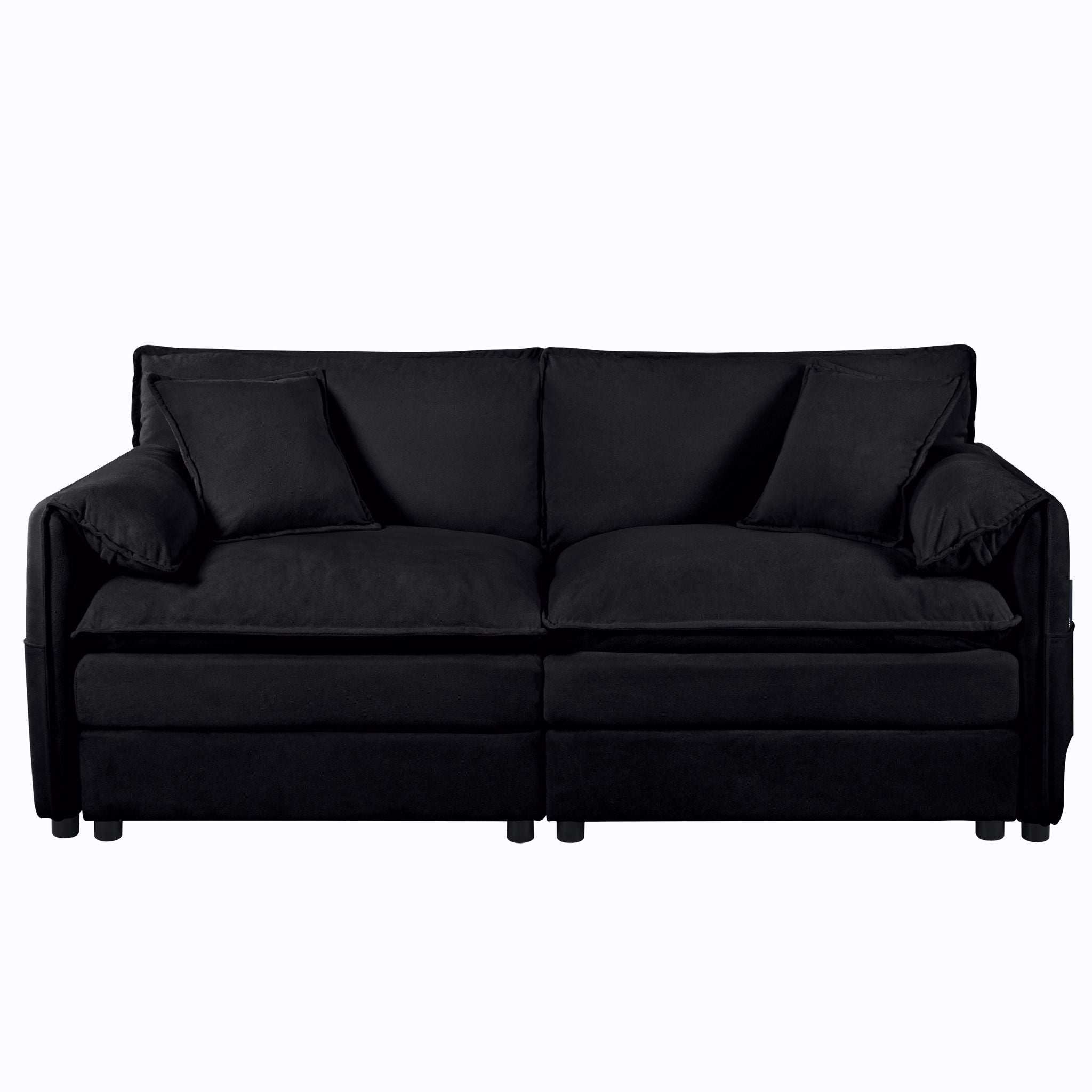 Modern Upholstered Chenille Loveseat And Armchair Set With Pillows