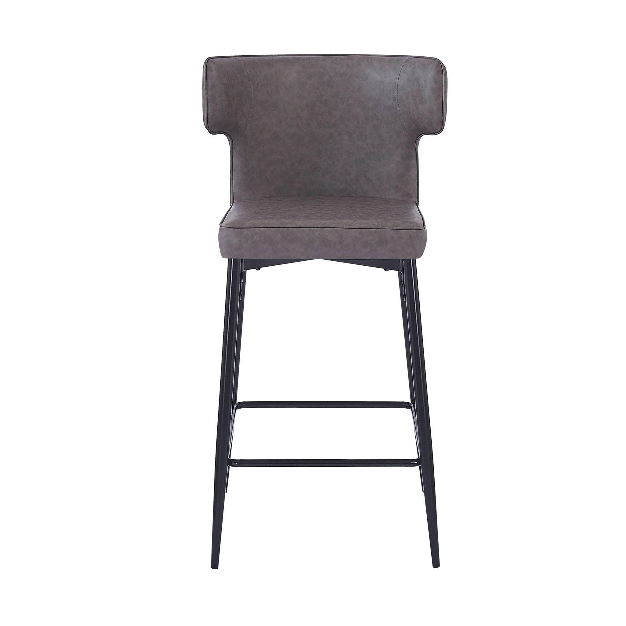Modern Bar Stools With Upholstery And Metal Footrest (Set of 2)