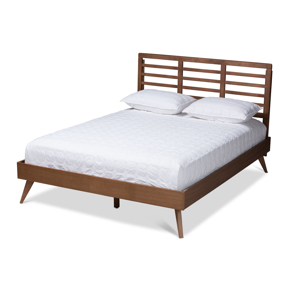 Calisto Mid-Century Modern Walnut Brown Finished Wood Full Size Platform Bed