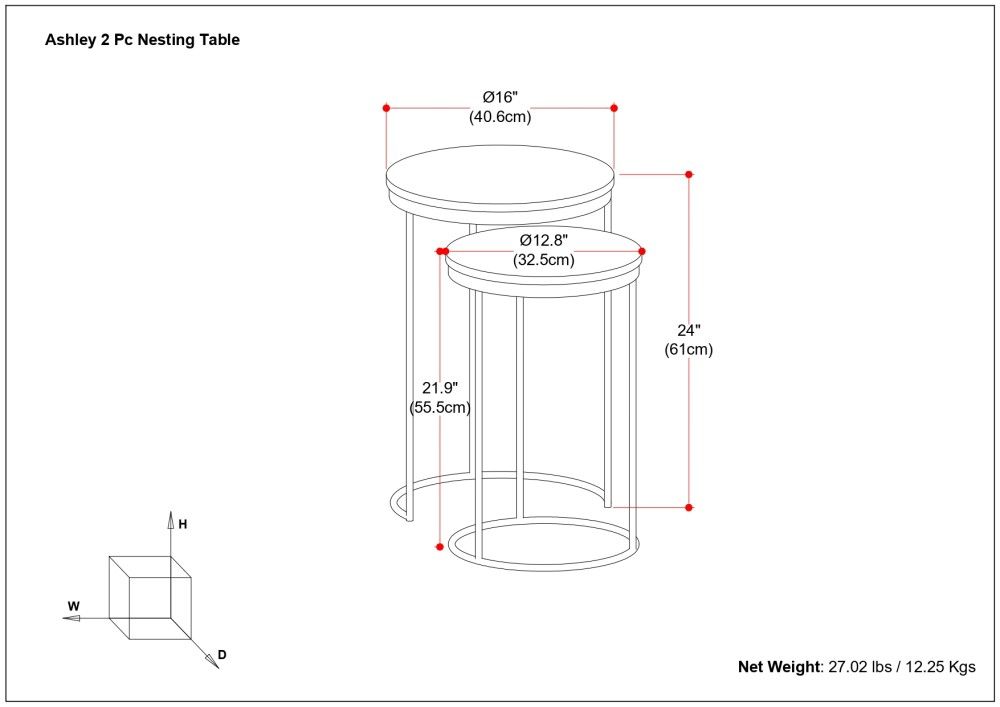 Ashley - 2 Piece Nesting Table - Gold