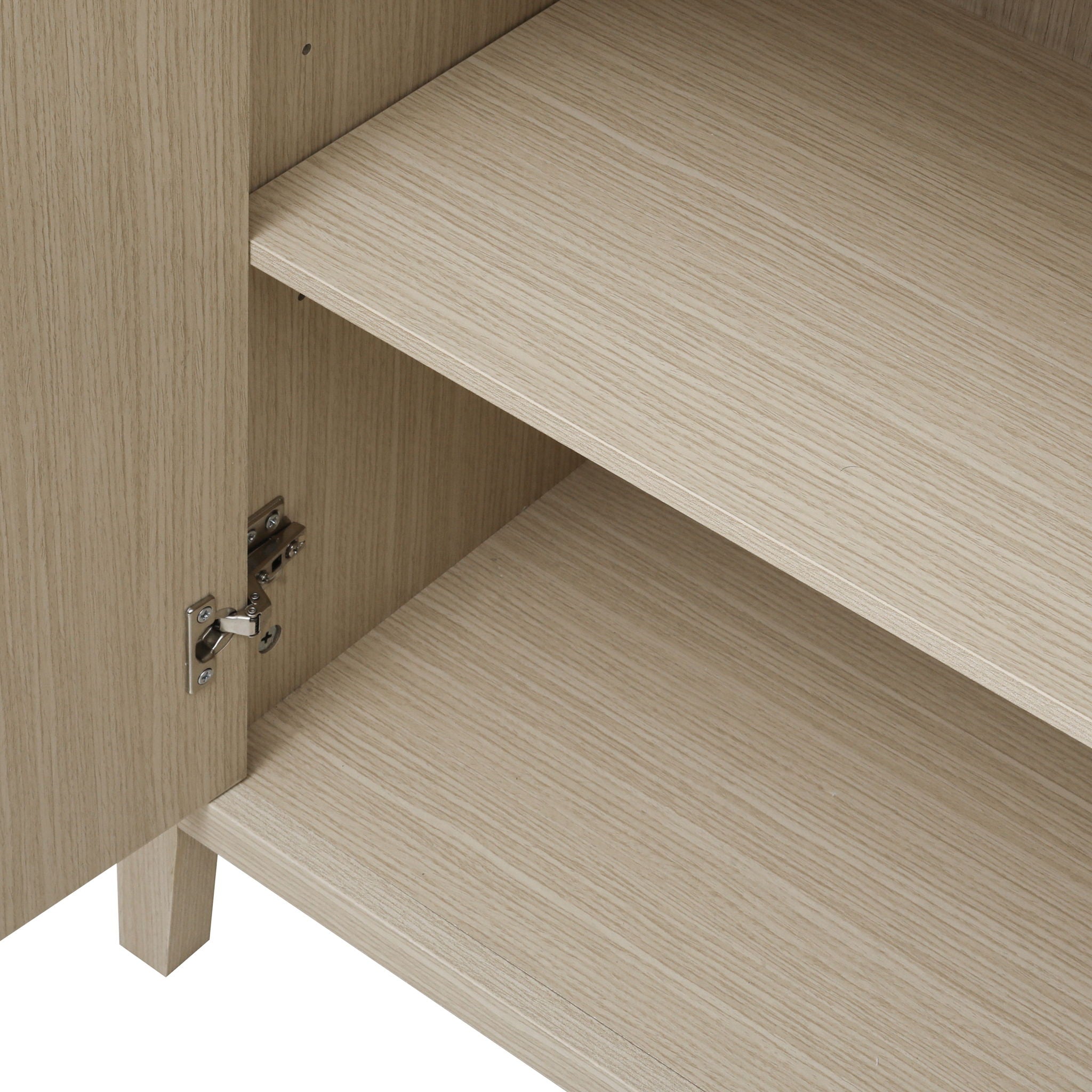 4 Door Sideboard, Carved Sideboard Buffet Cabinet With Storage, Modern Coffee Bar Cabinet With Adjustable Shelf For Living Room, Dining Room, Kitchen - Natural