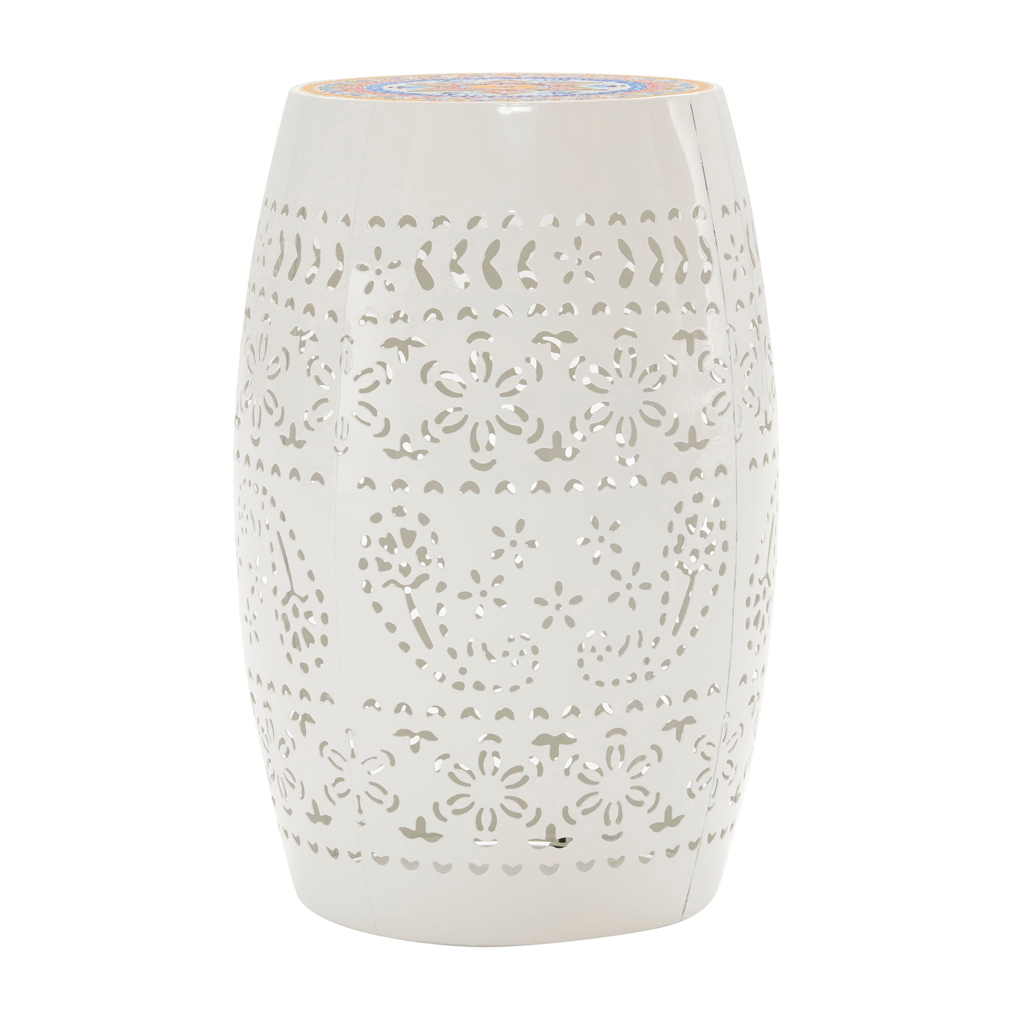 Ruby - Boho Mosaic Side Table With Ceramic Tile Top