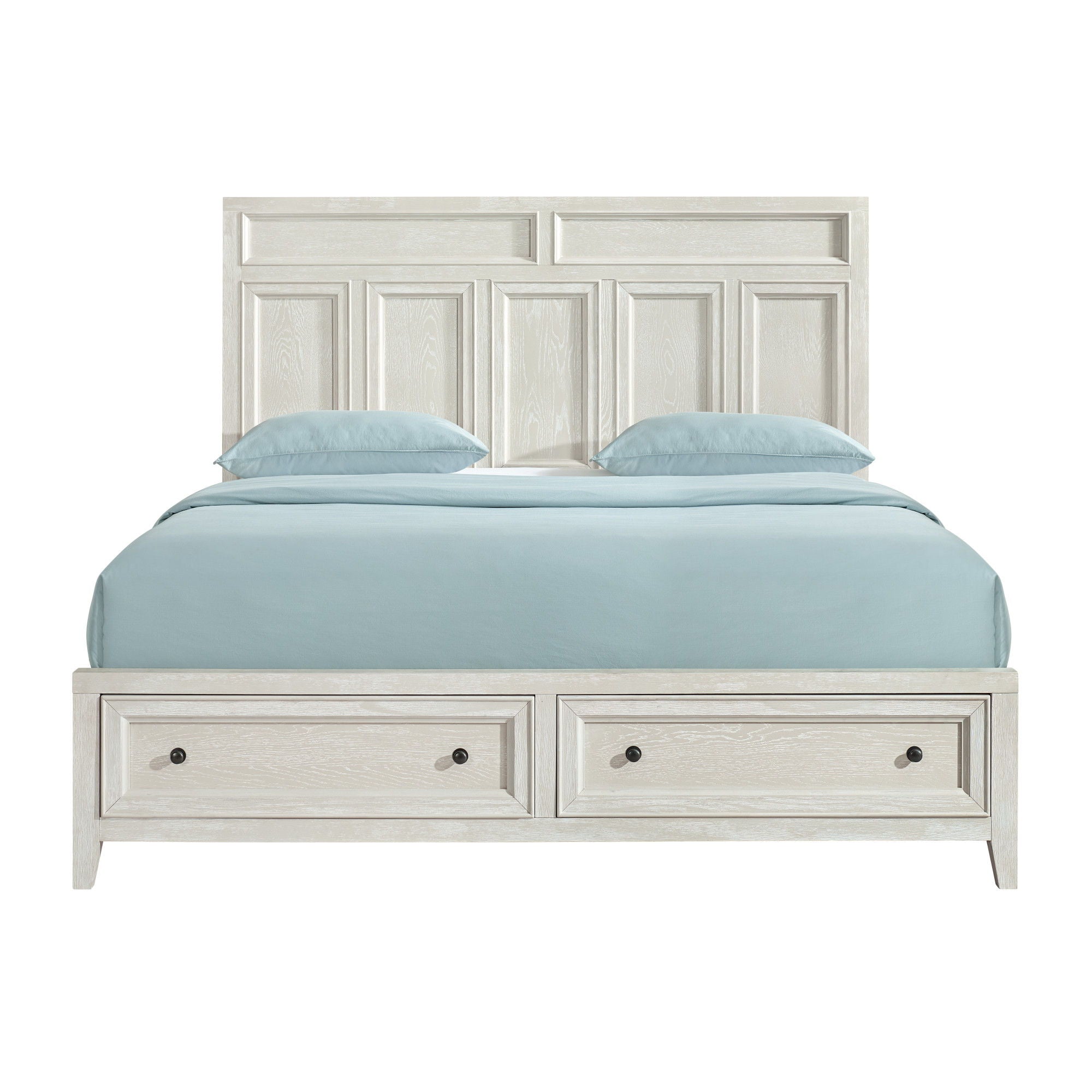 Storage Bed With Panel Headboard And Spacious Footboard Drawers