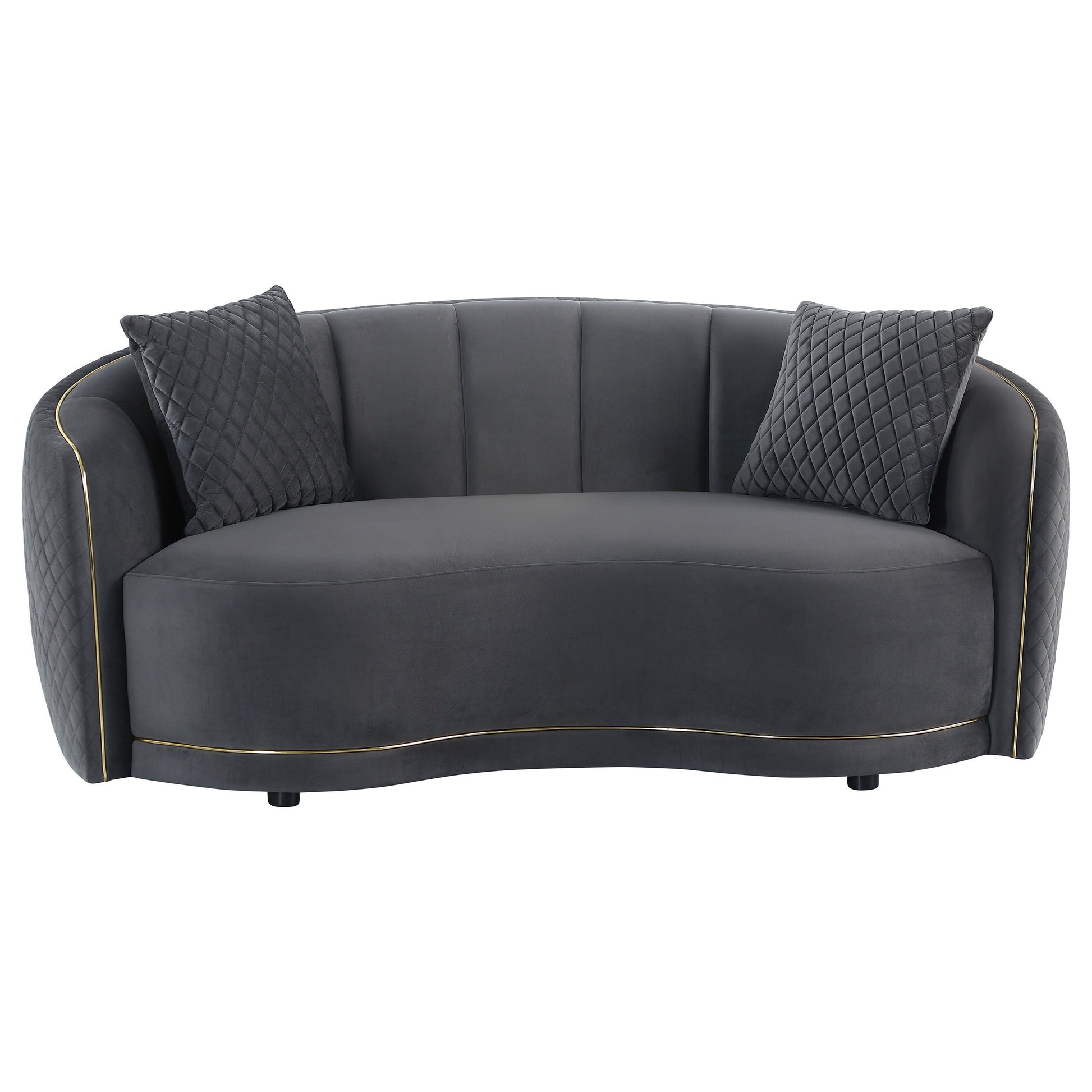 Coaster Fine Furniture Brookside - Velvet Upholstered Curved Loveseat - Dark Gray | Meri Furniture