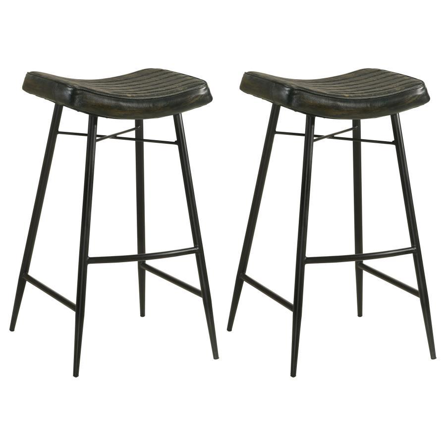 Coaster Fine Furniture Bayu - Leather Upholstered Saddle Seat Backless Bar Stool (Set of 2) | Meri Furniture