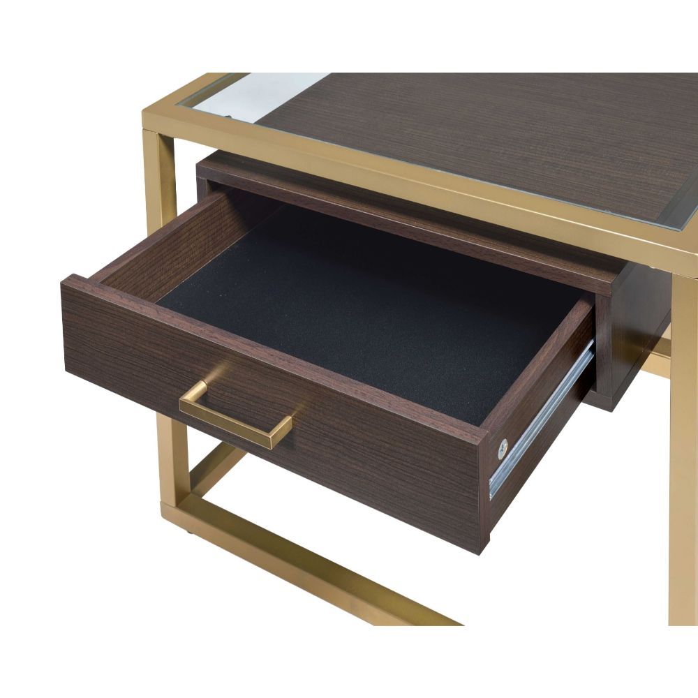 ACME Yumia - End Table - Gold & Clear Glass | Meri Furniture