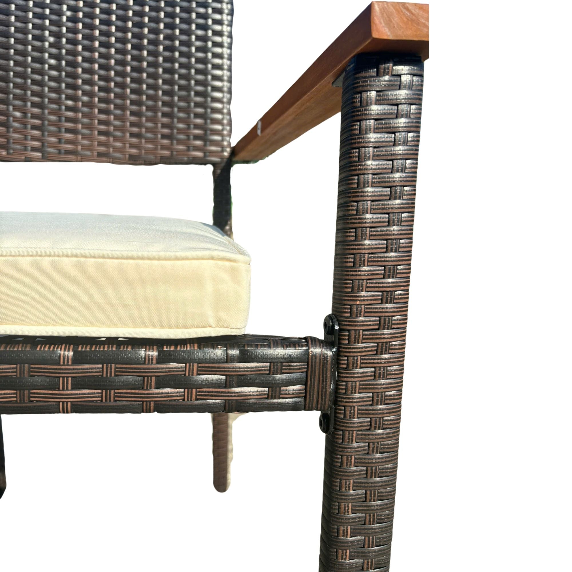 7 Piece Outdoor Patio Wicker Dining Set Patio Wicker Furniture Dining Set With Top - Brown / Cream