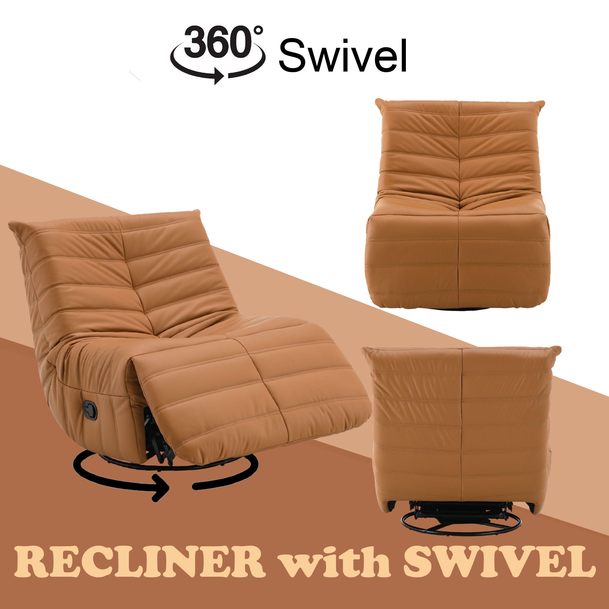 Glider Recliner With Swivel - Orange