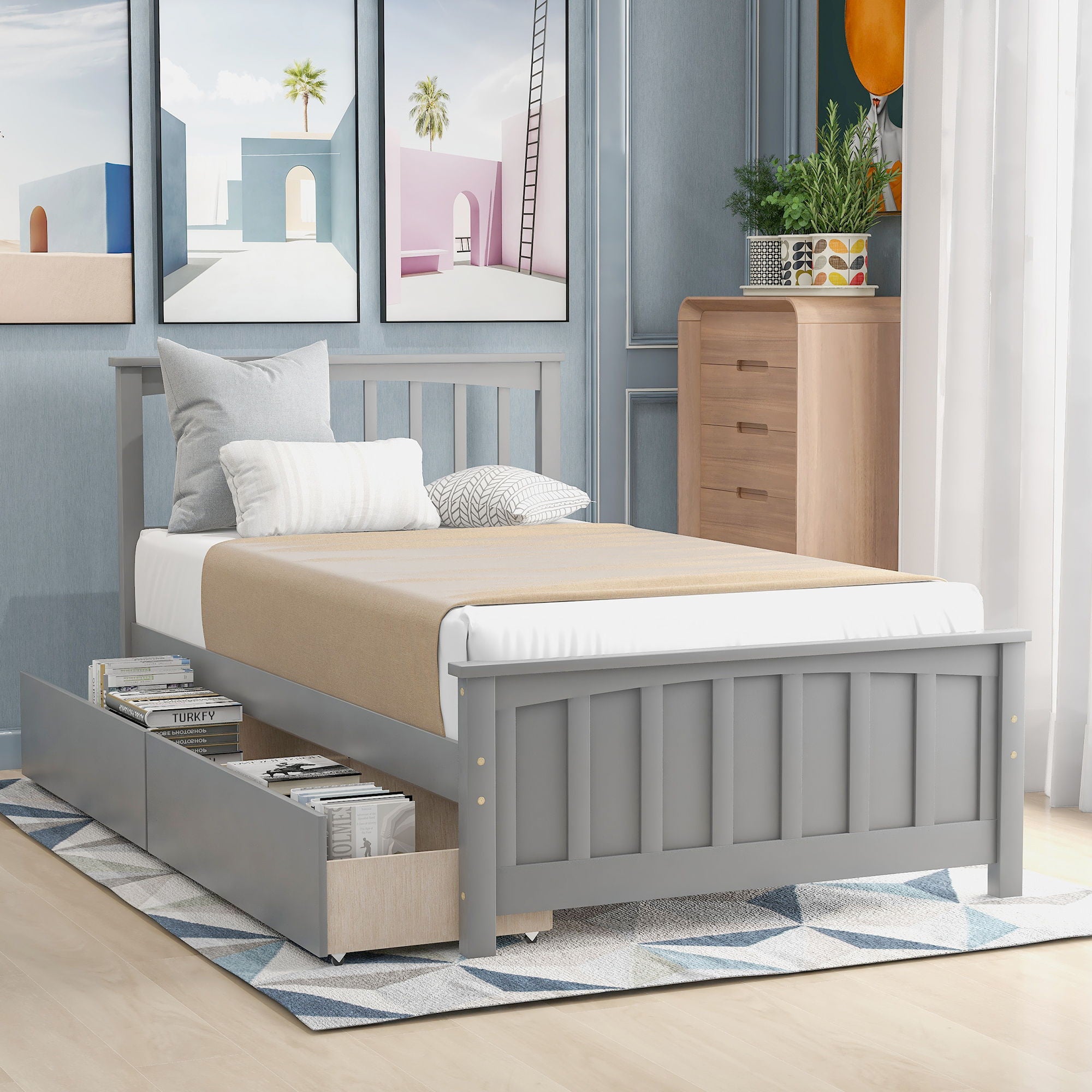 Platform Bed With Two Drawers