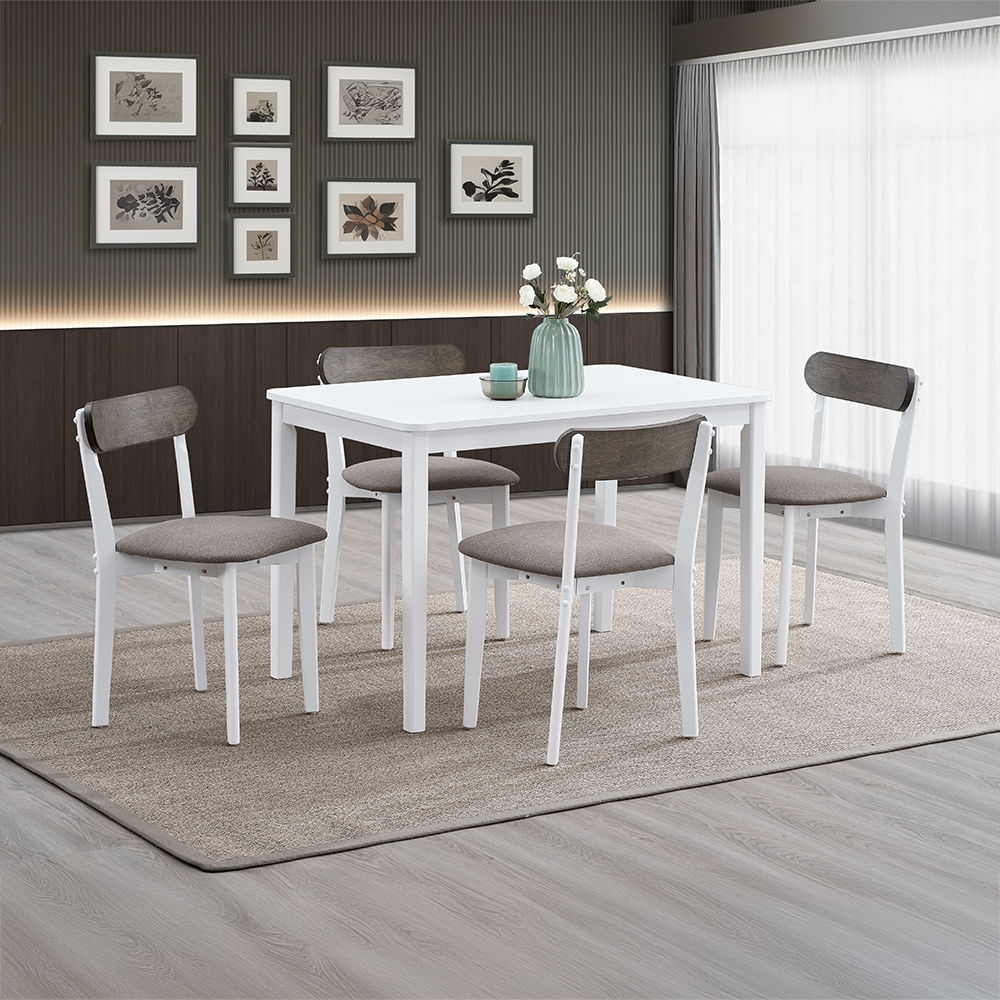ACME Fidelity - 5 Piece Pack Dining Set - White & Gray Finish | Meri Furniture