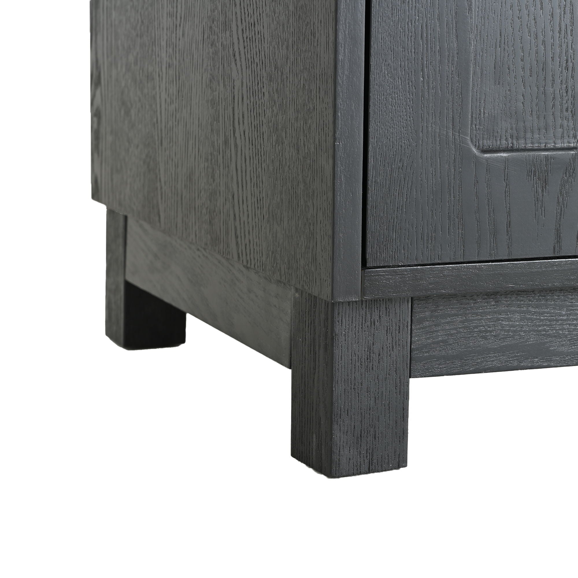 Mid Century Modern Style Tall Display Cabinet With Glass Doors For Collectibles - Black