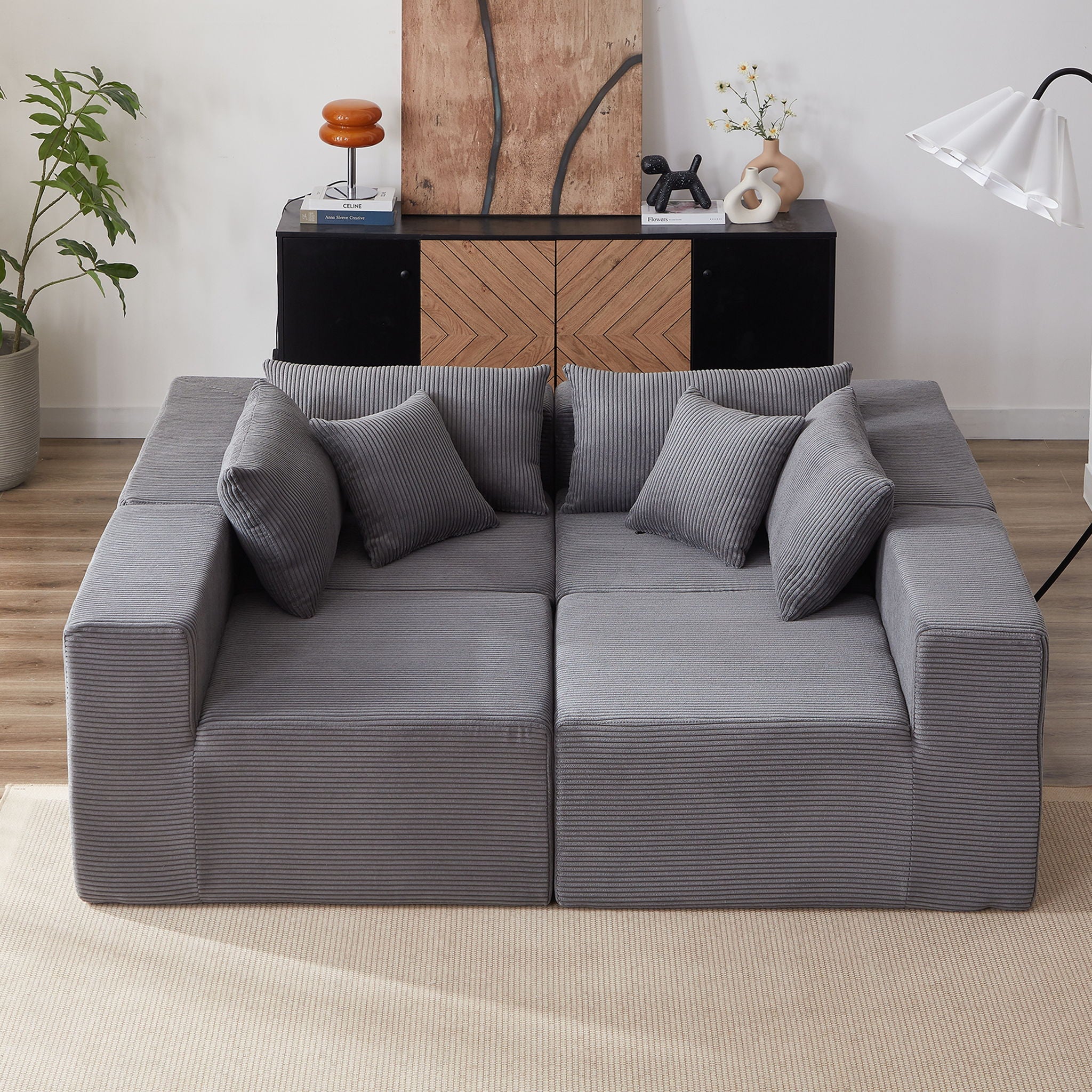 Modular L Shaped Sectional Compressed Sofa, Free Combination