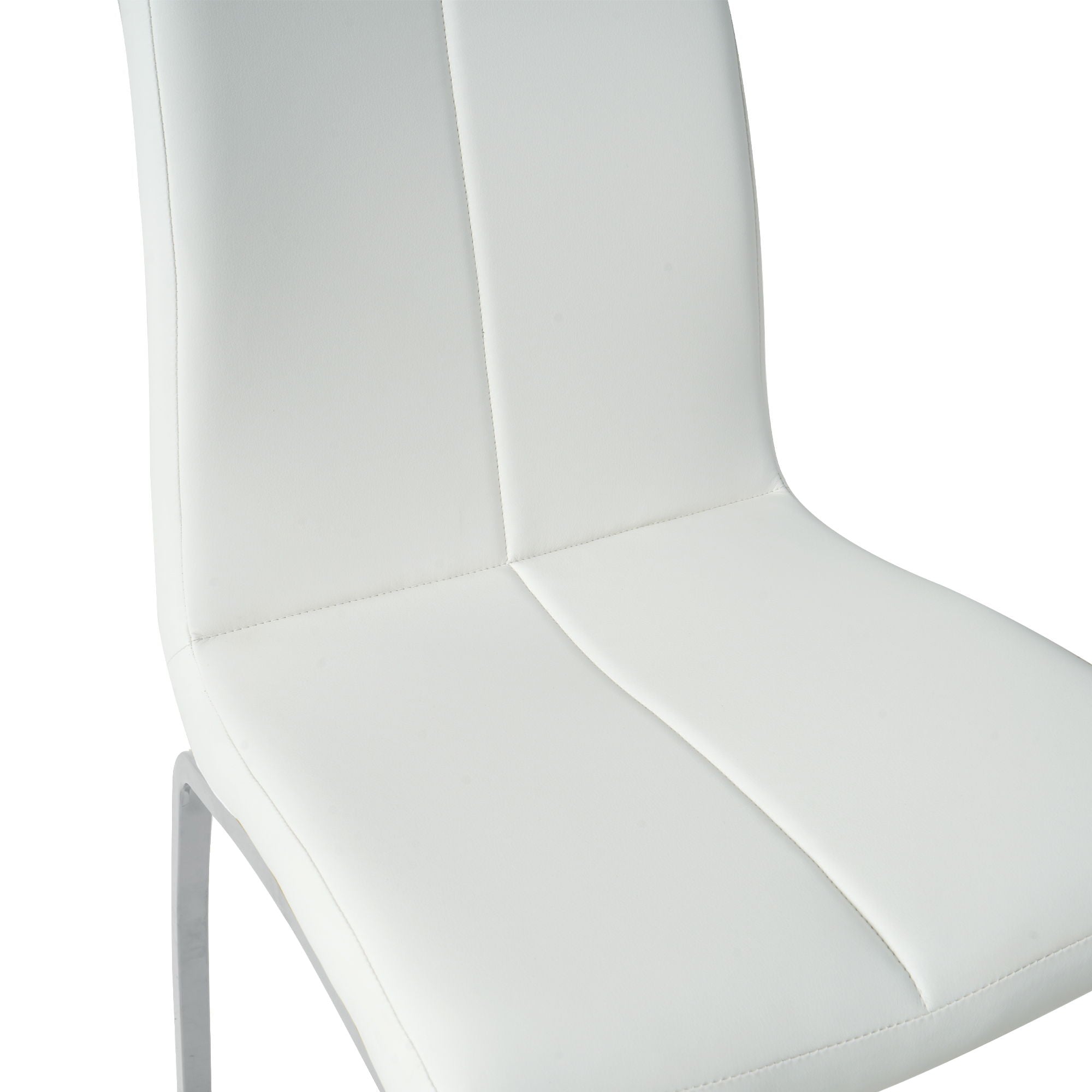 Modern Upholstered Dining Chair (Set of 4) With Electroplated Metal Legs - White