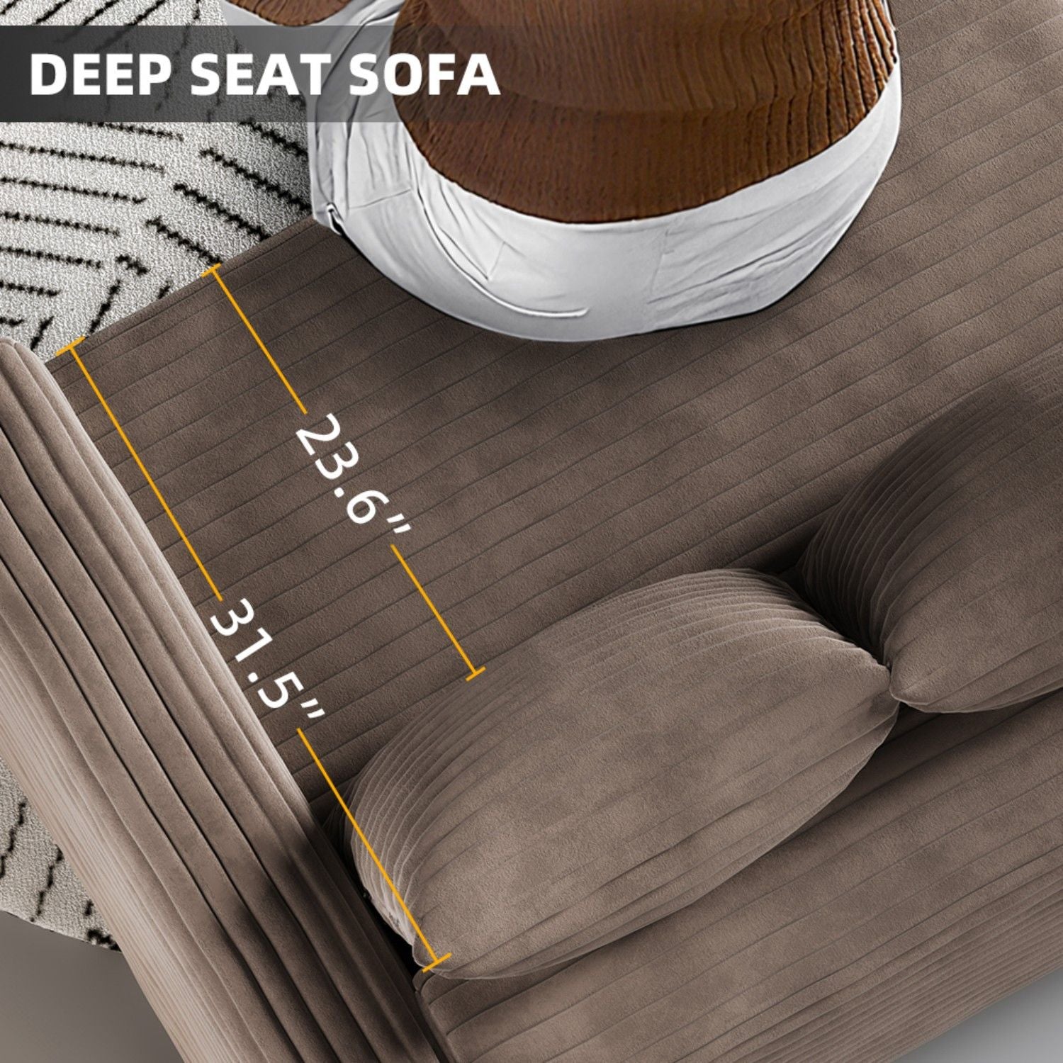 4 Seat Sofa, Deep Seat Couches With Soft Pillows