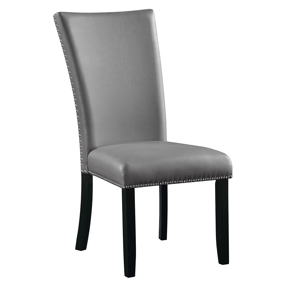 ACME Caralin - Side Chair (Set of 2) - Gray Synthetic Leather & Black Finish | Meri Furniture