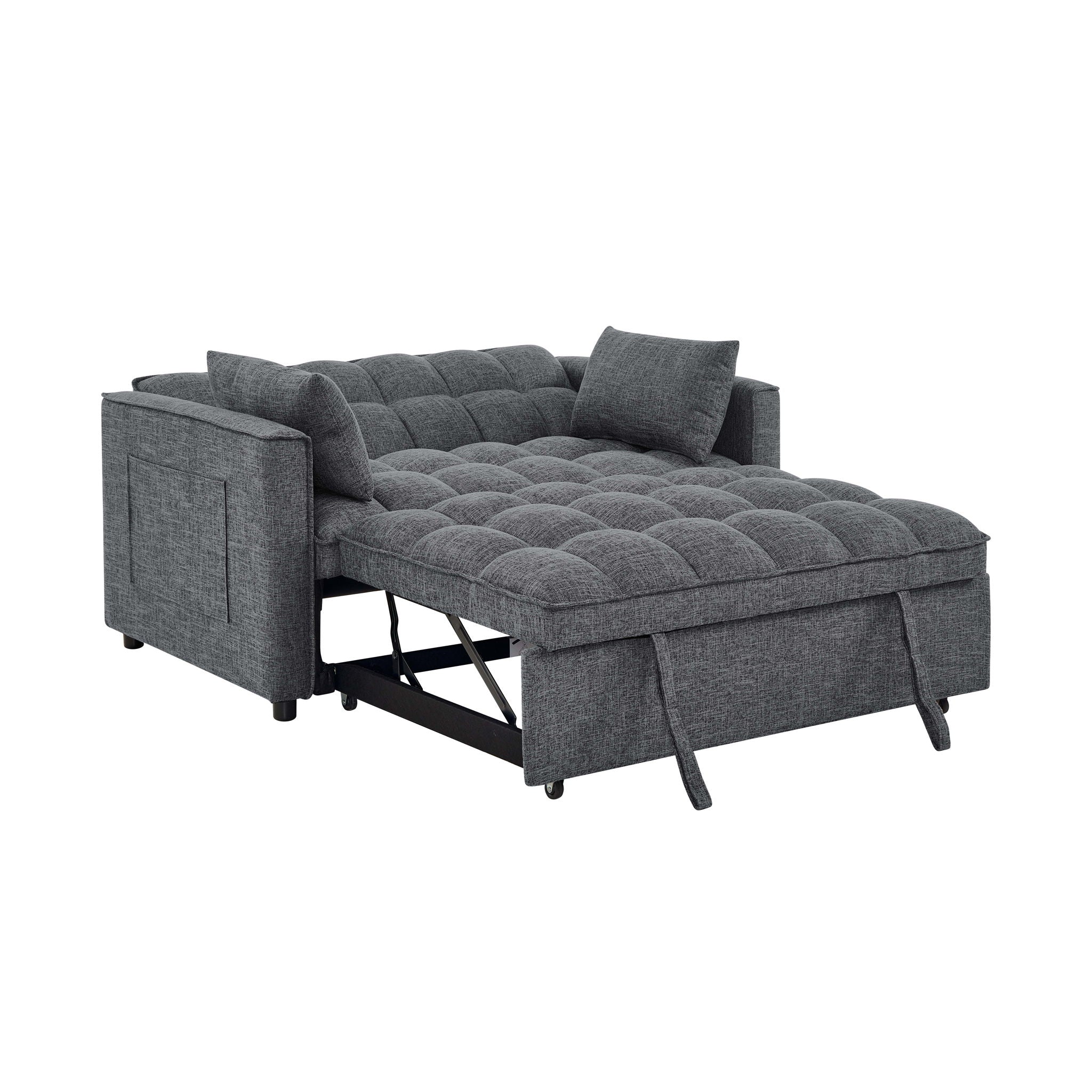 Sienna - Tufted Convertible Sleeper Sofa With Chaise - Gray