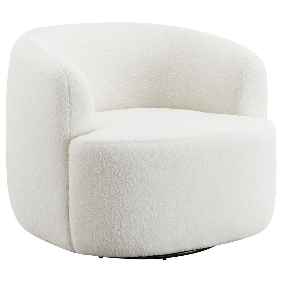 Coaster Fine Furniture Hudson - Faux Sheepskin Upholstered Swivel Chair - Natural | Meri Furniture