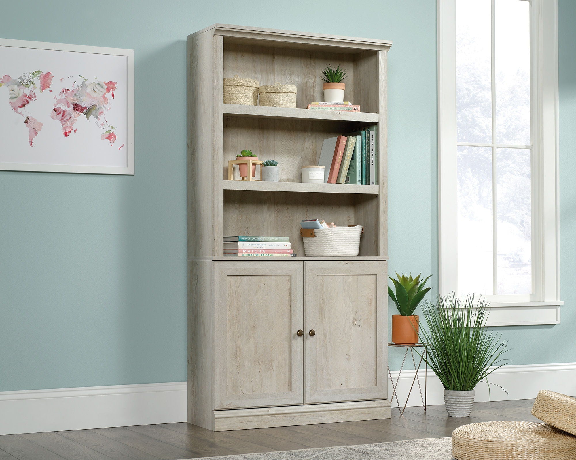 Bookcase With Doors in Chalked Chestnut