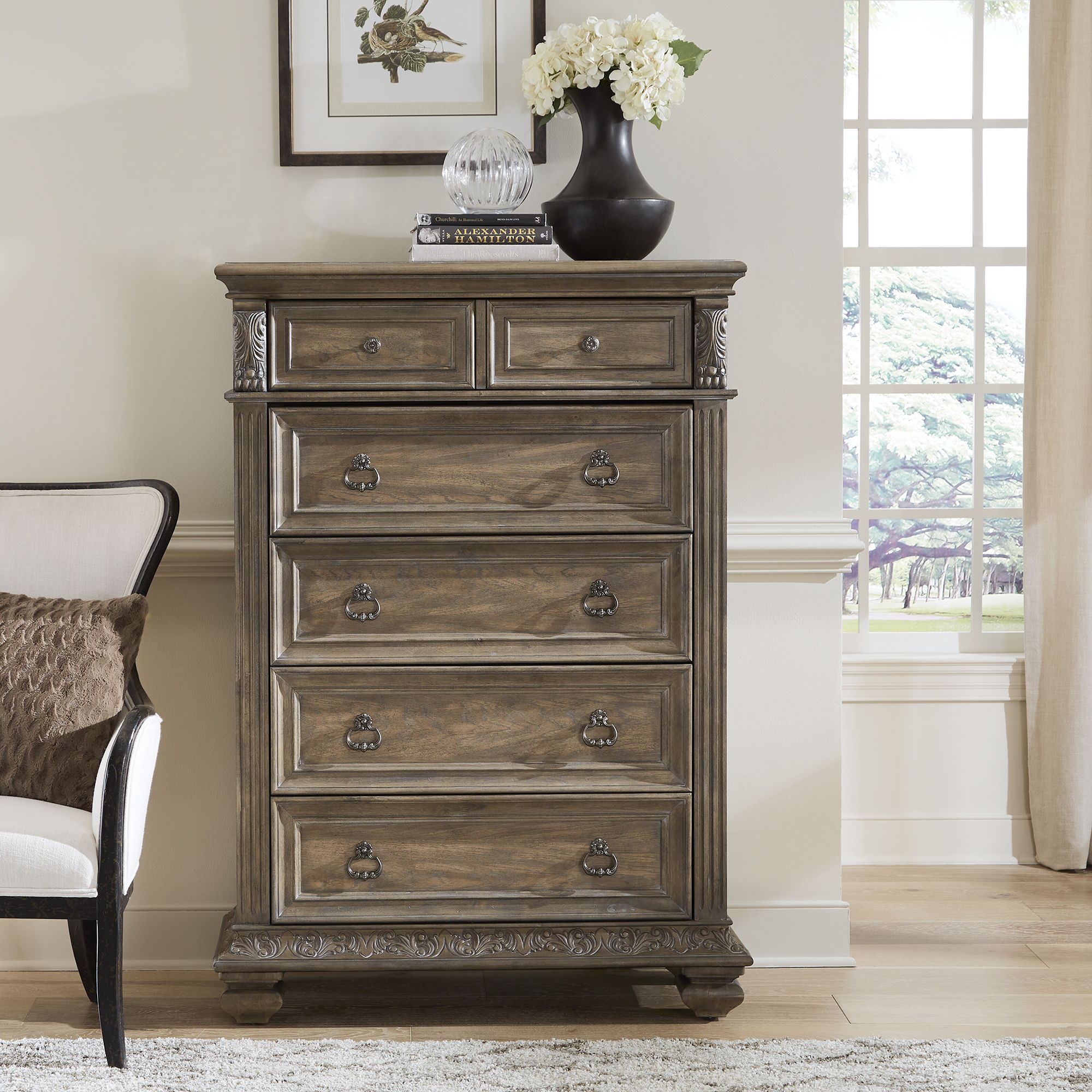 Liberty Furniture Carlisle Court - 5 Drawer Chest - Medium Brown | Meri Furniture