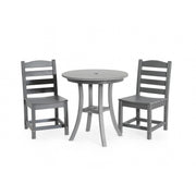 3 Piece Outdoor Dining Set, Round Patio Table With 2 Armless Chairs