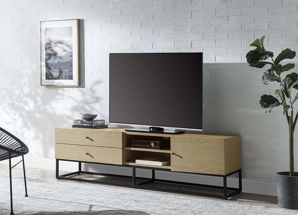 ACME Isha - TV Stand - Oak Finish | Meri Furniture