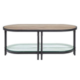 Brantley - Coffee Table - Oak & Sandy Black Finish - Metal - 18"