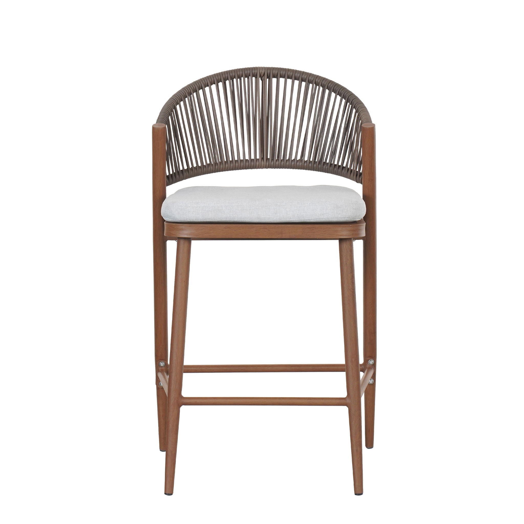 Outdoor 26" Counter Height Metal Frame Counter Stools With Scallop Shaped Backrest & Water Resistant Cushions