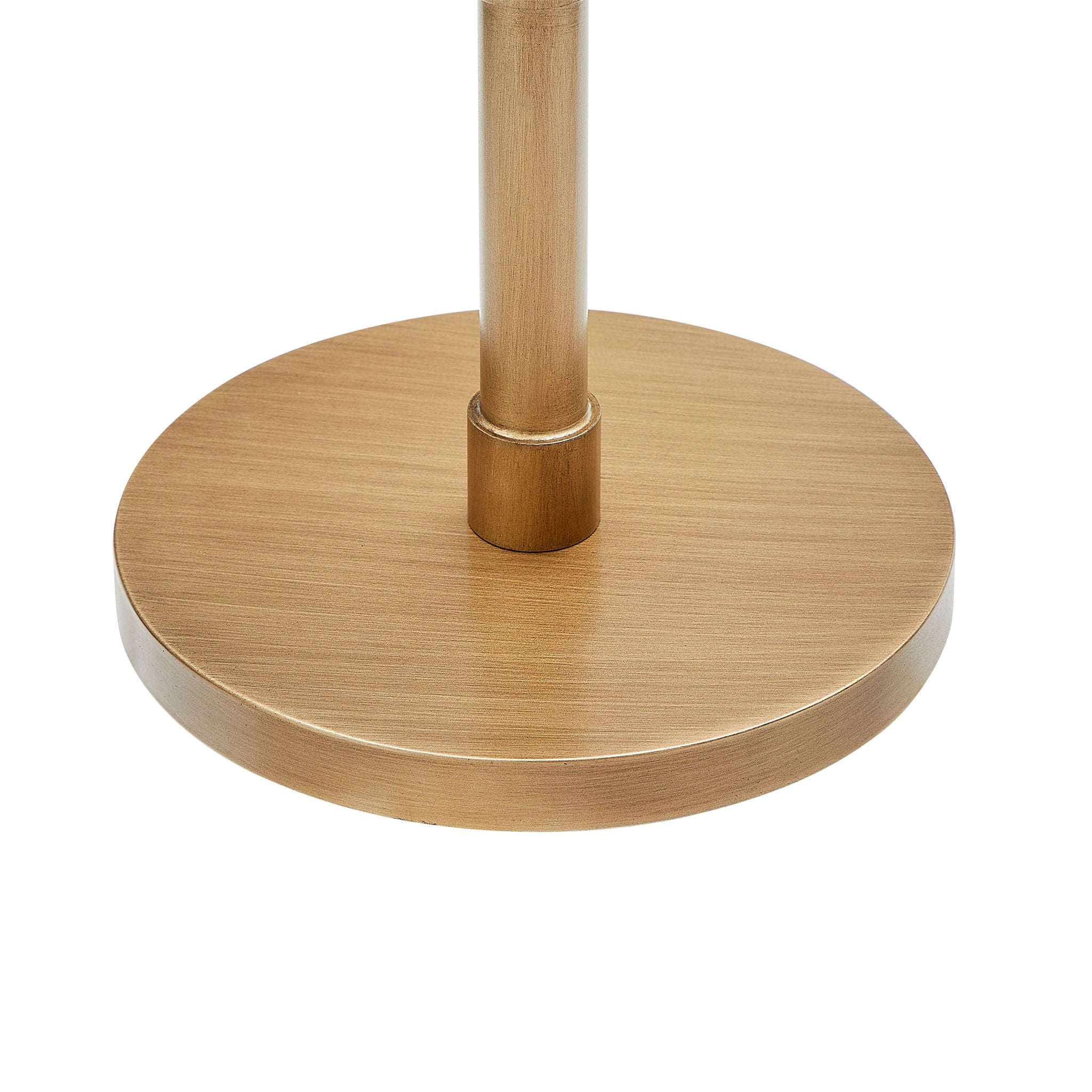 Morven - Adjustable Height Accent Table With Round Metal Top And Pedestal Base - Antique Brass